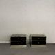 Pair of black lacquered and brass bedside tables, Roche Bobois 1970