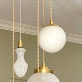 Amber and opaline Murano glass suspension cascade