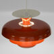 Layered metal pendant light with candy apple lacquer, Sweden 1970s