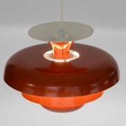 Layered metal pendant light with candy apple lacquer, Sweden 1970s