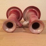 Paire de bougeoirs céramique rose
