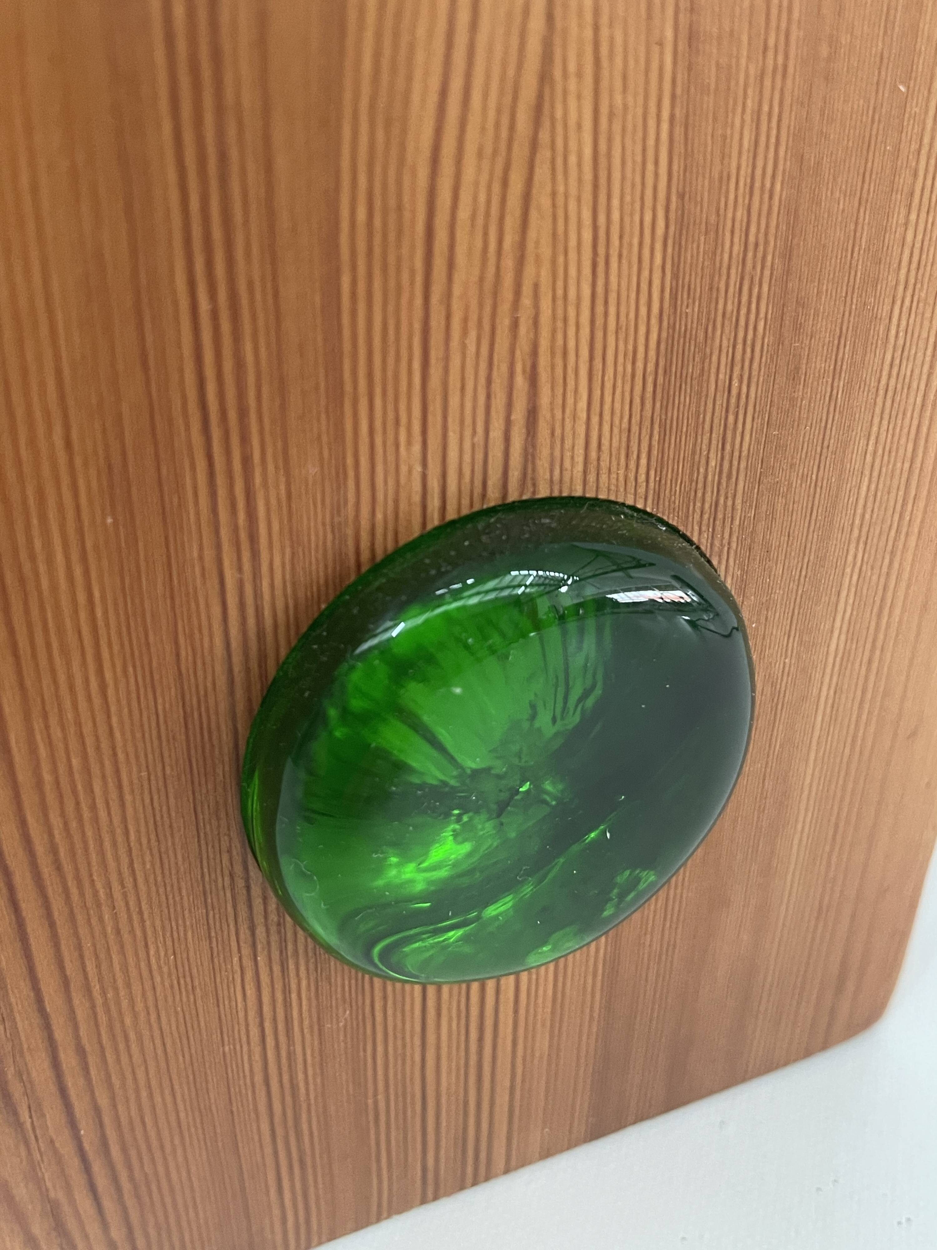 Swedish wooden lamp with glass paste cabochons, 1960s-70s