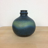 Ceramic ball vase with handle, gradient of blue
