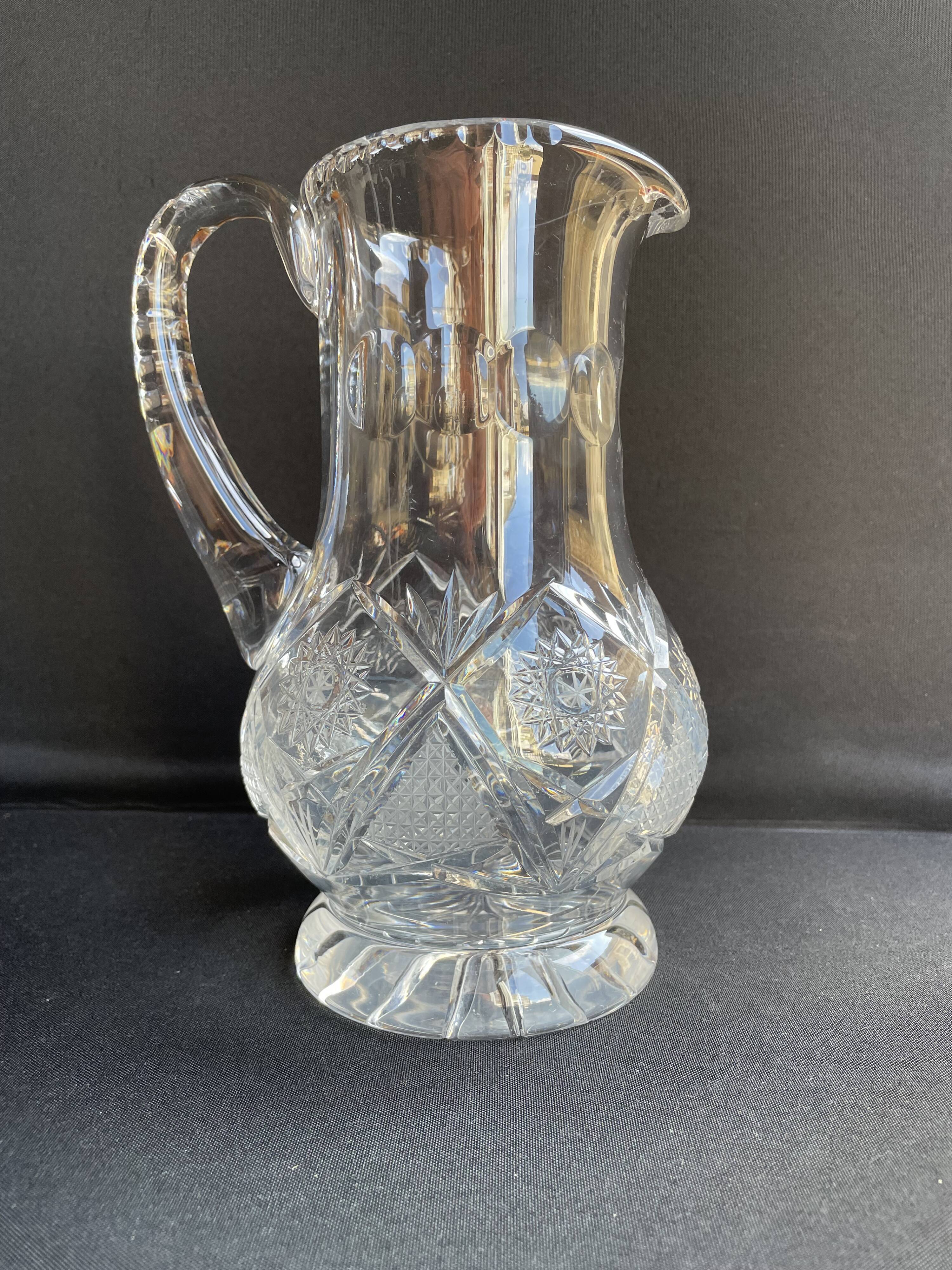 Bohemian - Water broc or orangeade (1) - Crystal blown and cut