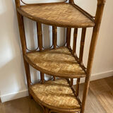Vintage rattan corner shelf