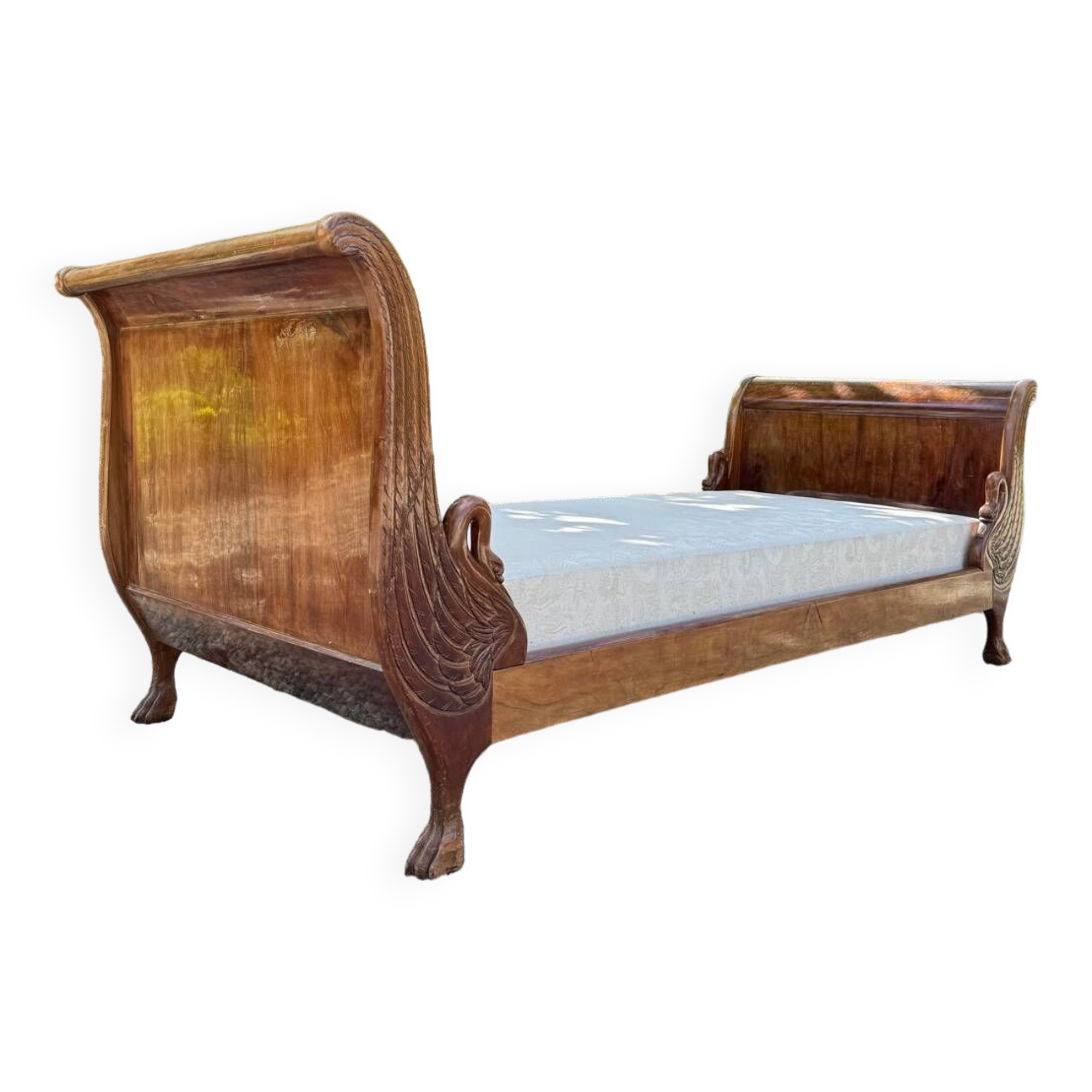 Bench, Rest Bed In Mahogany With Swan Neck Empire Style XIX Eme Century