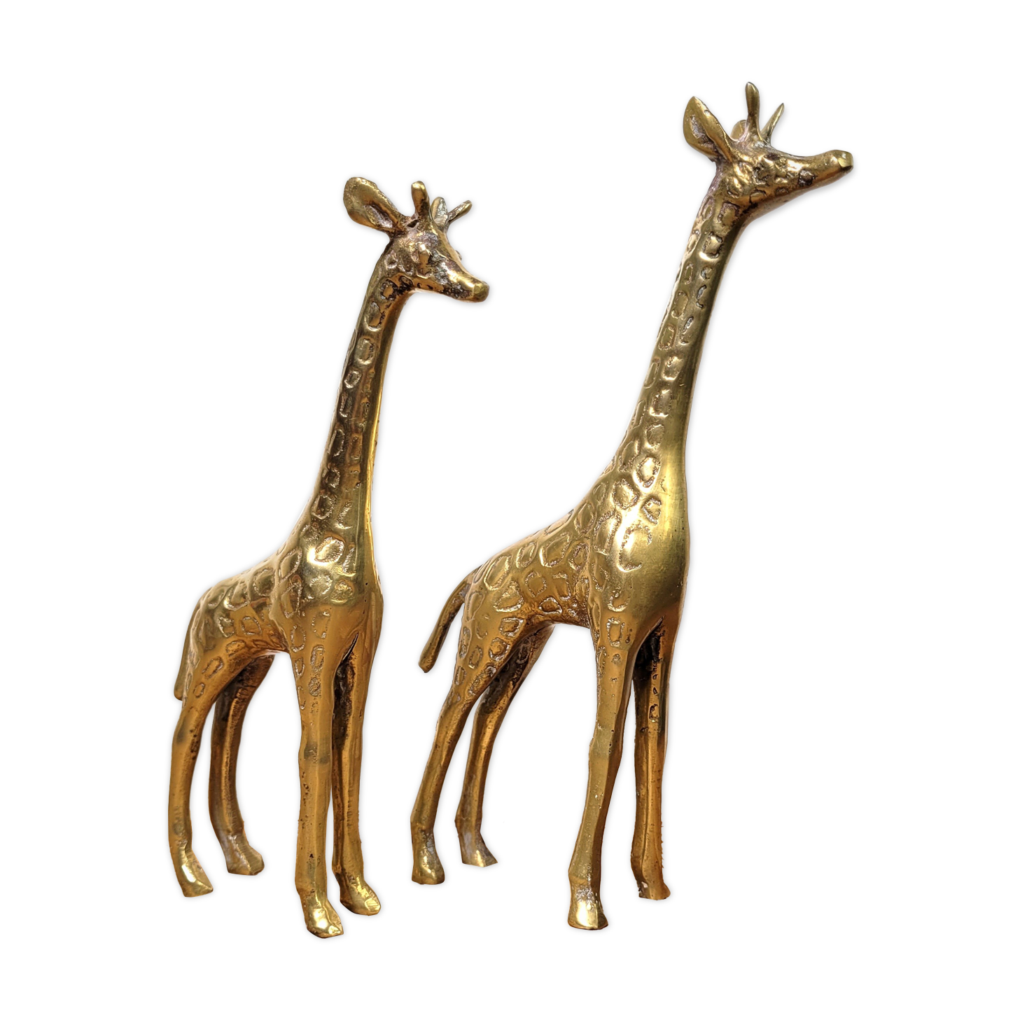 Pair brass giraffes