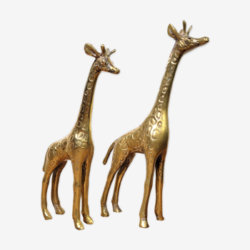 Paire girafes laiton