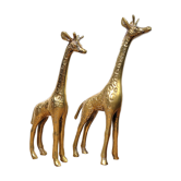 Pair brass giraffes