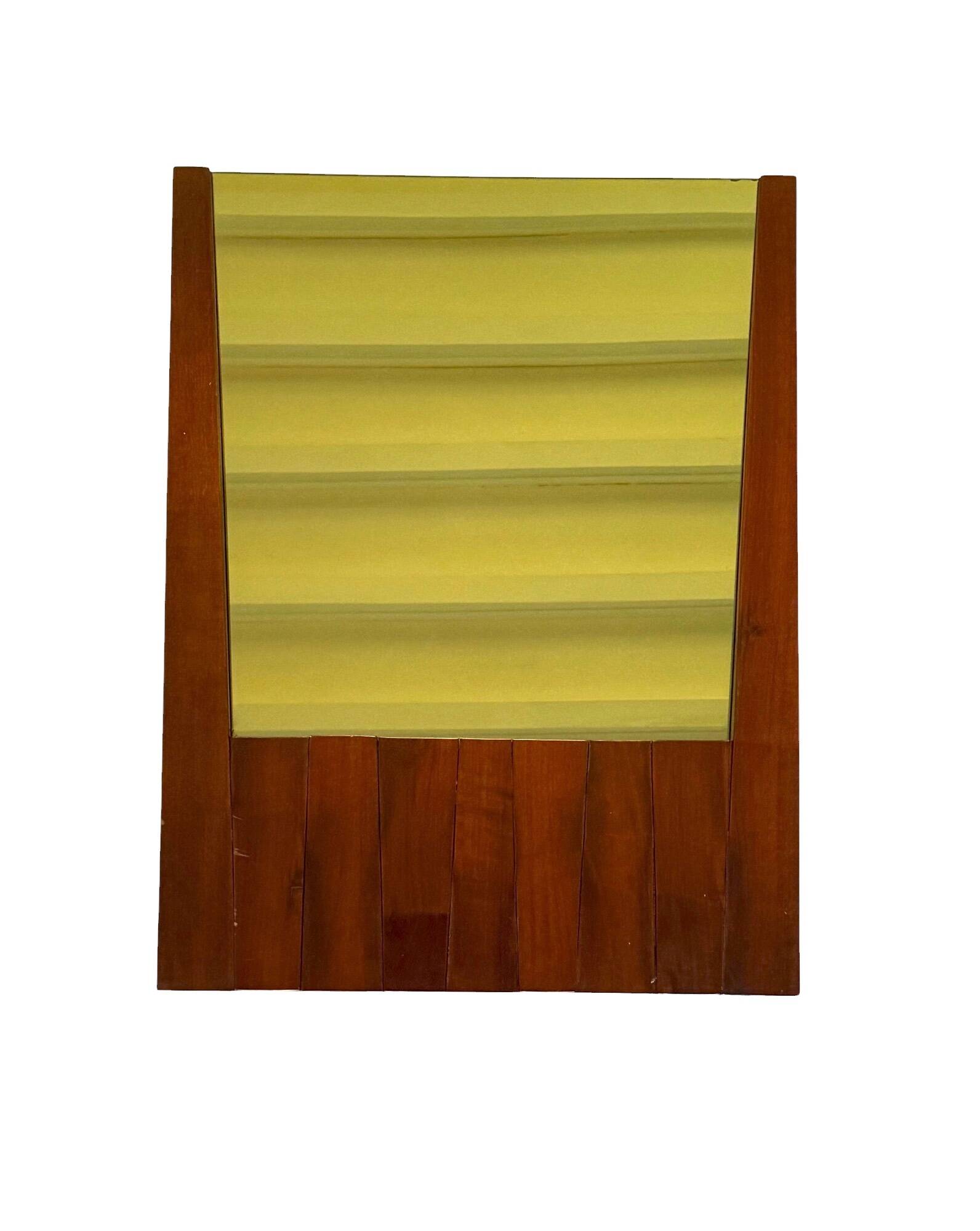 Luciano Frigerio, mod. Barium solid walnut mirror, Frigerio di Desio 1970s