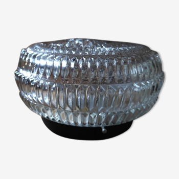 Plafonnier applique original globe verre moulé pointe diamant étoilé