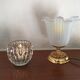 Duo of chiseled glass photophores
