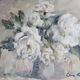 Floral composition, roses, oil on panel signed Line Roll.