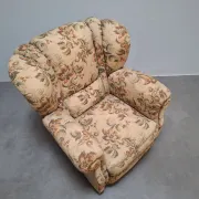 1930s Czech Art Deco Floral Upholstered Wingback Armchair