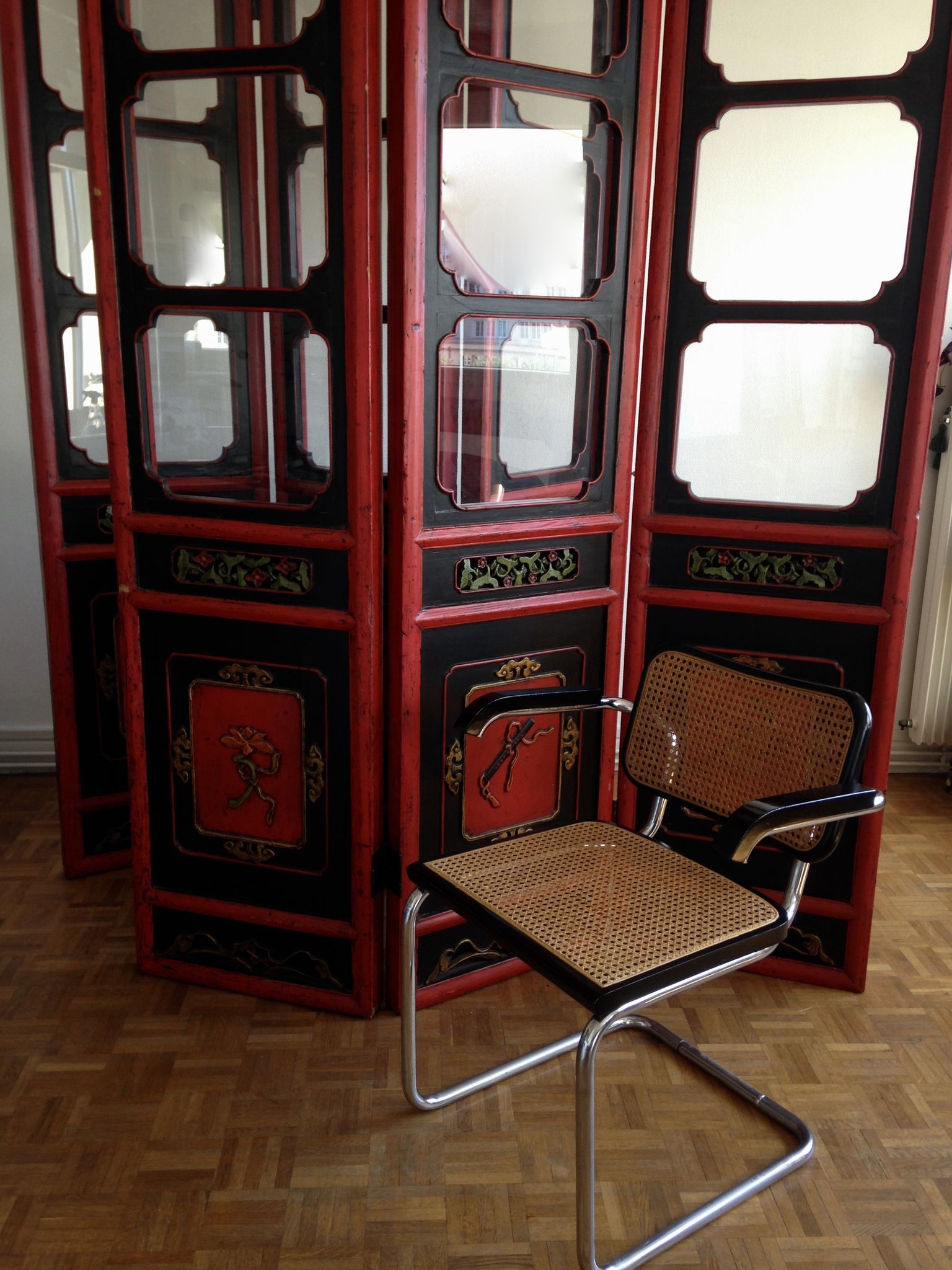 Pair of 3-panel screens