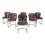 Lot de 6 chaises de salle à manger vintage par Willy Rizzo pour cidue, années 1970