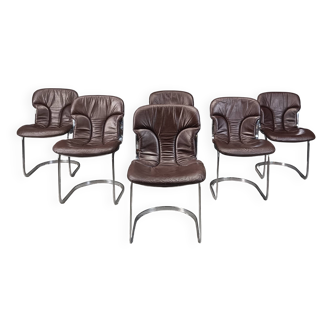 Vintage dining chairs by cidue set of 6, 1970s