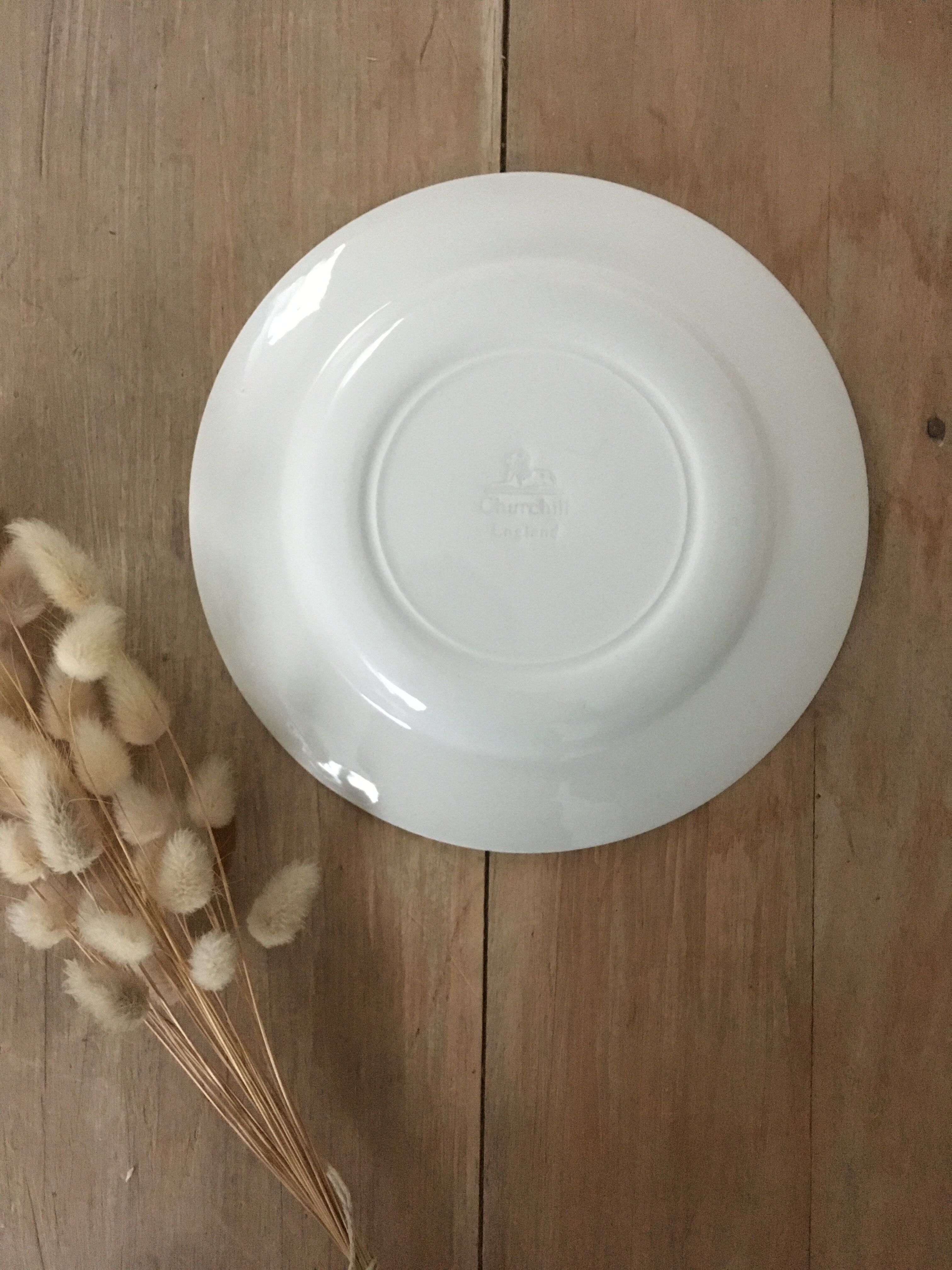 4 Churchill flat flowery plates