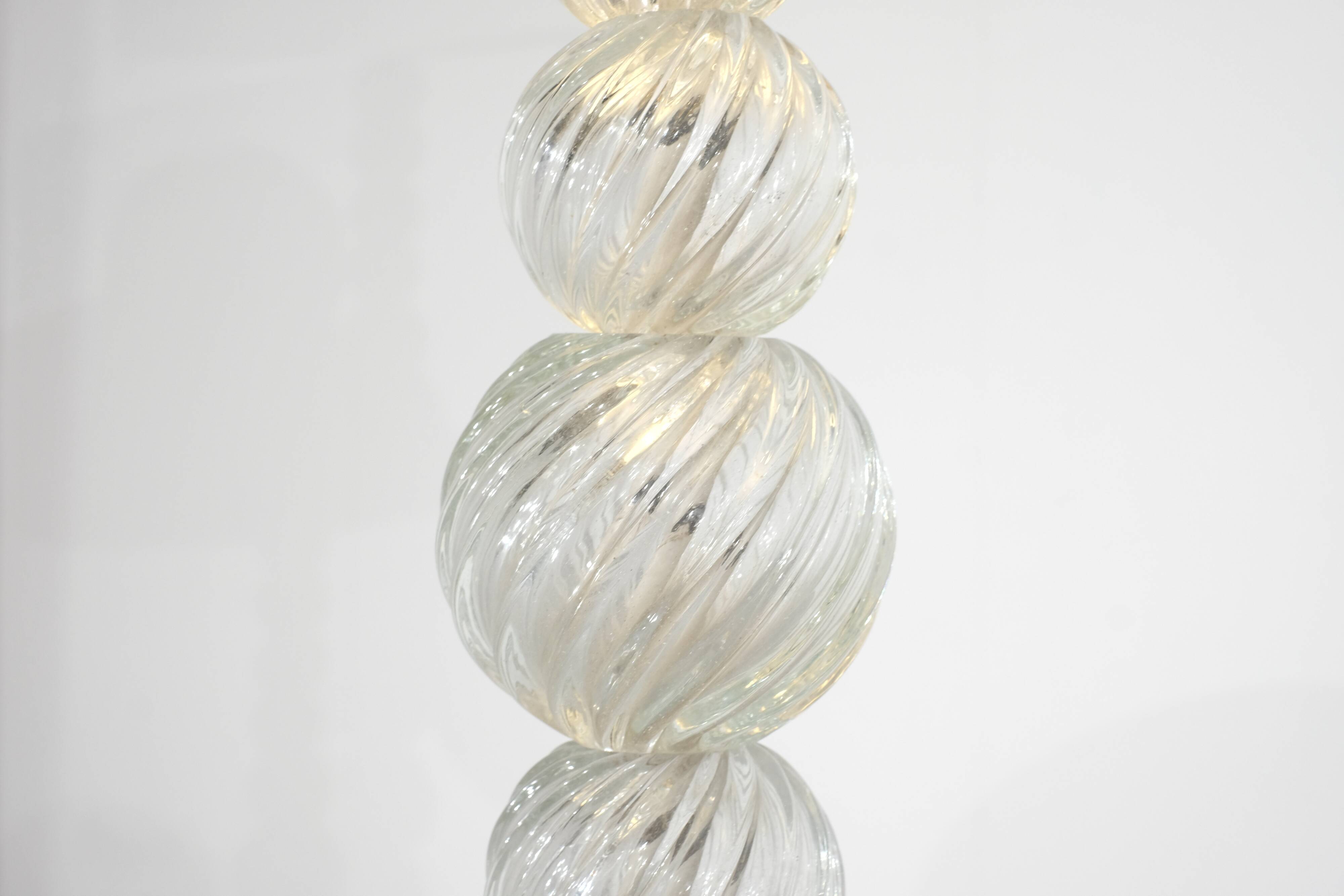 Murano glass and bronze floor lamp attributed to Seguso Vetri, Italy.