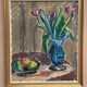 Original Swedish Oil on Canvas - 'Tulips' by Knut Lindström - Signed - Dated 1966 - Framed