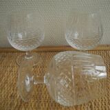 3 verres à cognac en cristal de Lorraine