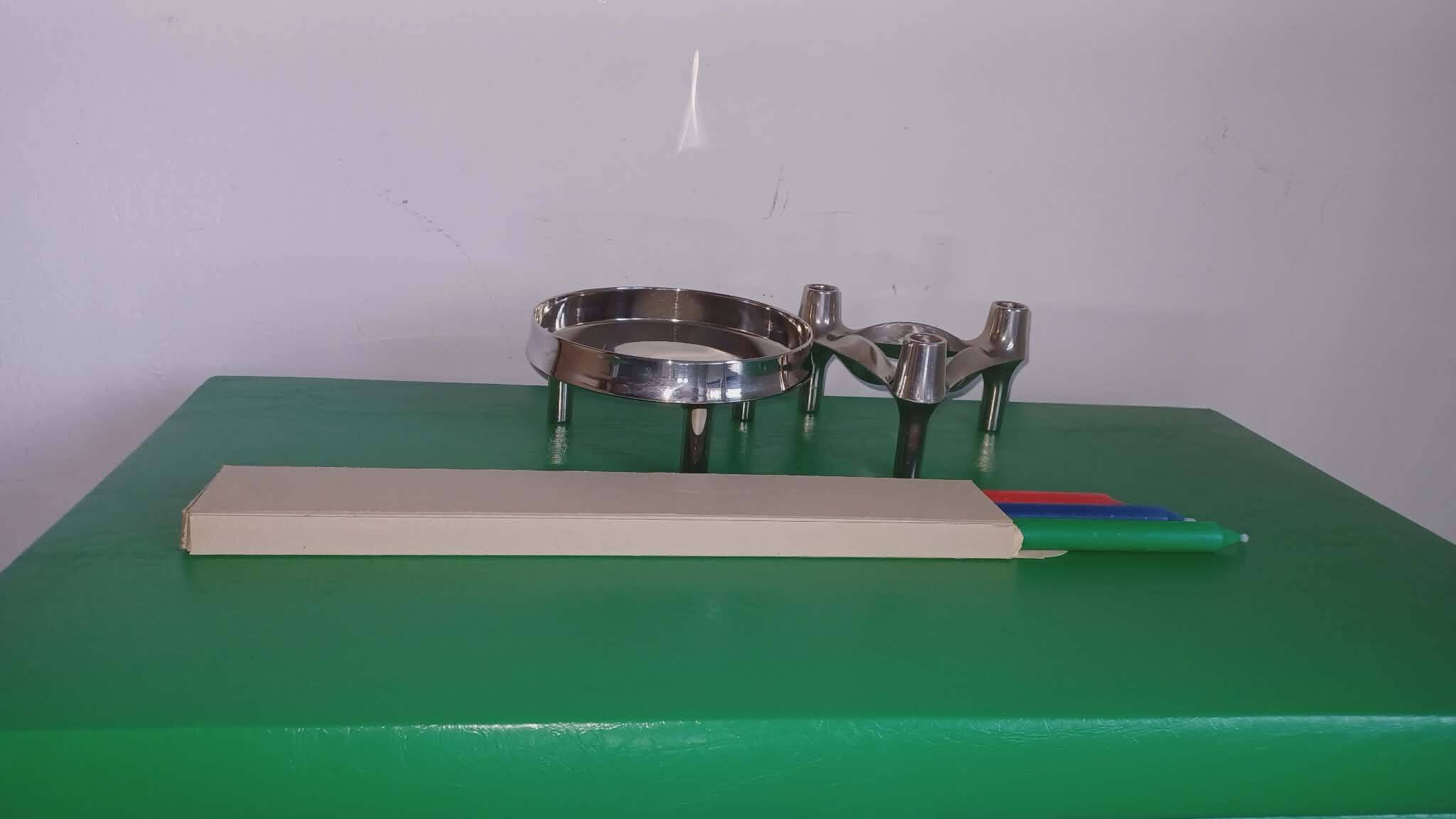 Set - candleholders and shell designed by Fritz Nagel and Caesar Stoffi.