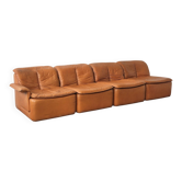 Canapé modulable années 70 en cuir style De Sede
