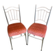 Pair of chairs with golden metal frame + baroque pink fabric seat