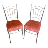 Pair of chairs with golden metal frame + baroque pink fabric seat