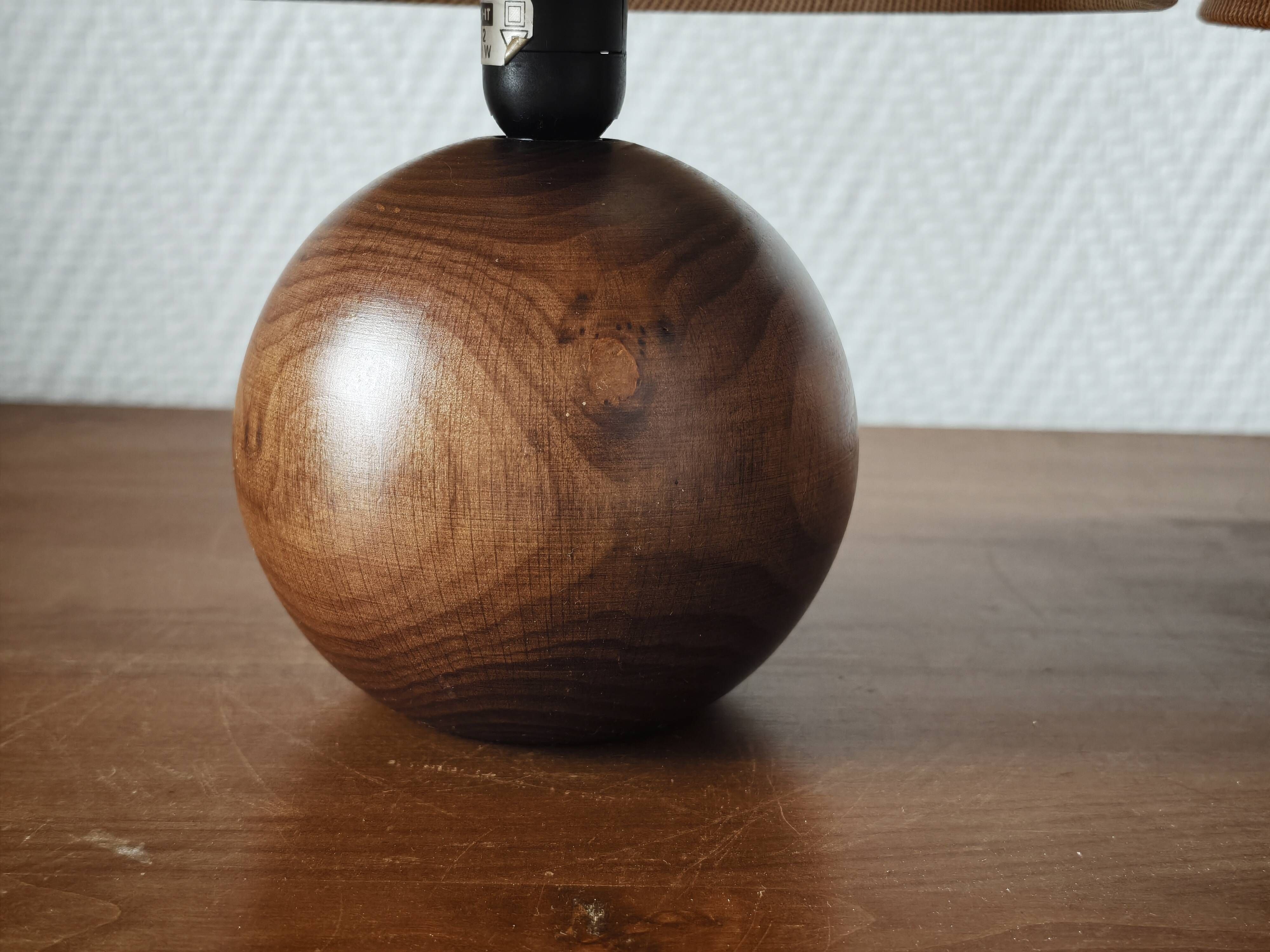 Pair of solid wood ball lamps 1980