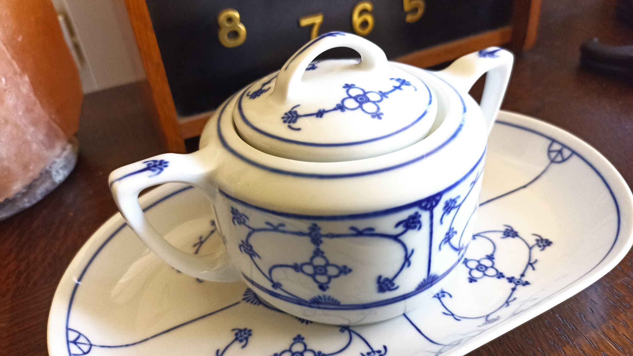 Sugar bowl and porcelain top Jäger Eisenberg - Saxon Blue