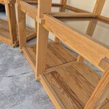 Pair of vintage pine bookcases and shelves, Maison Regain style, 1970s design