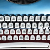 Functional blue typewriter
