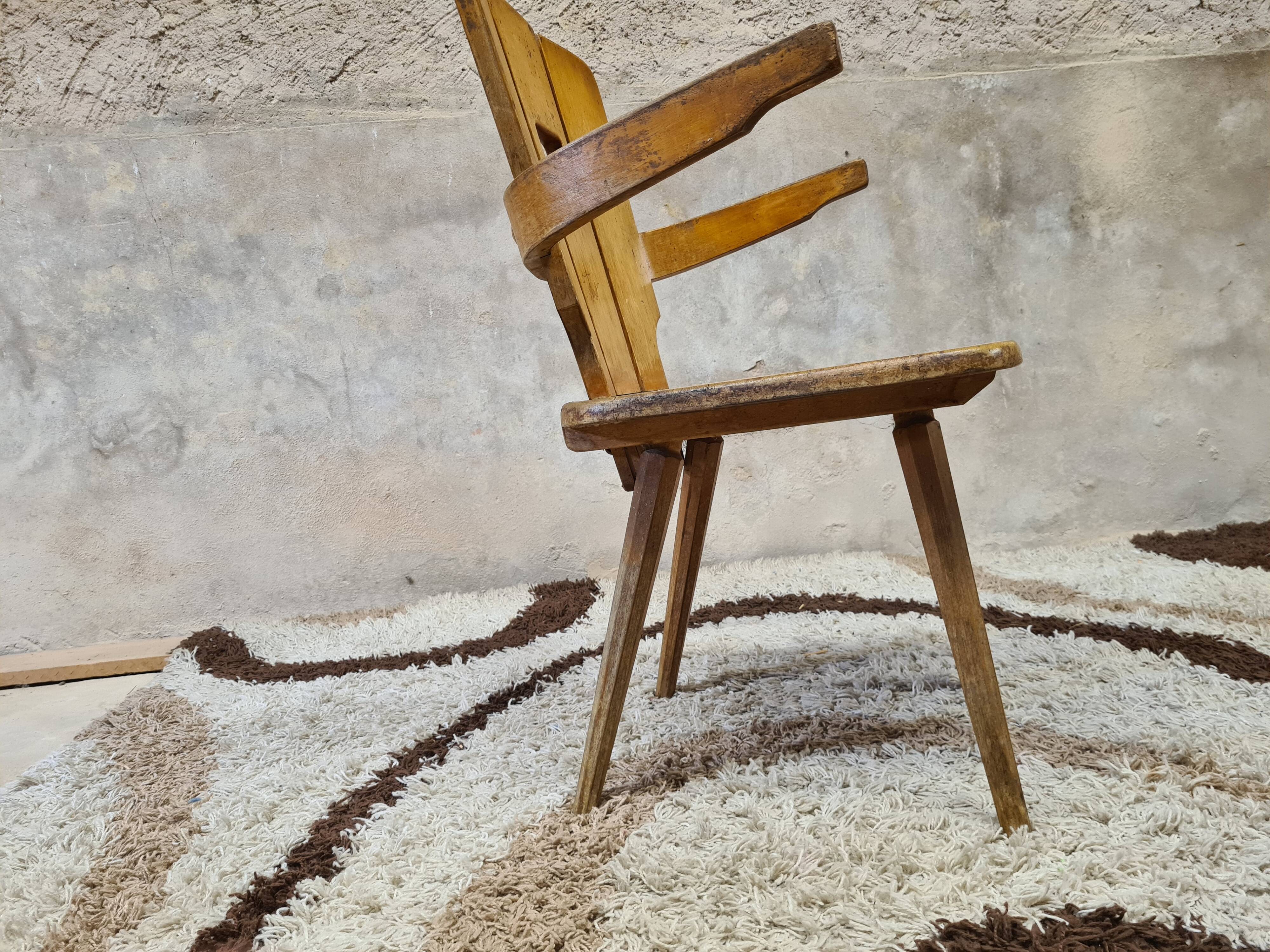 Brutalist wooden chair 1960