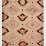 6x10 Green & Light Orange Tribal Large Kilim Area Rug, 176x301Cm