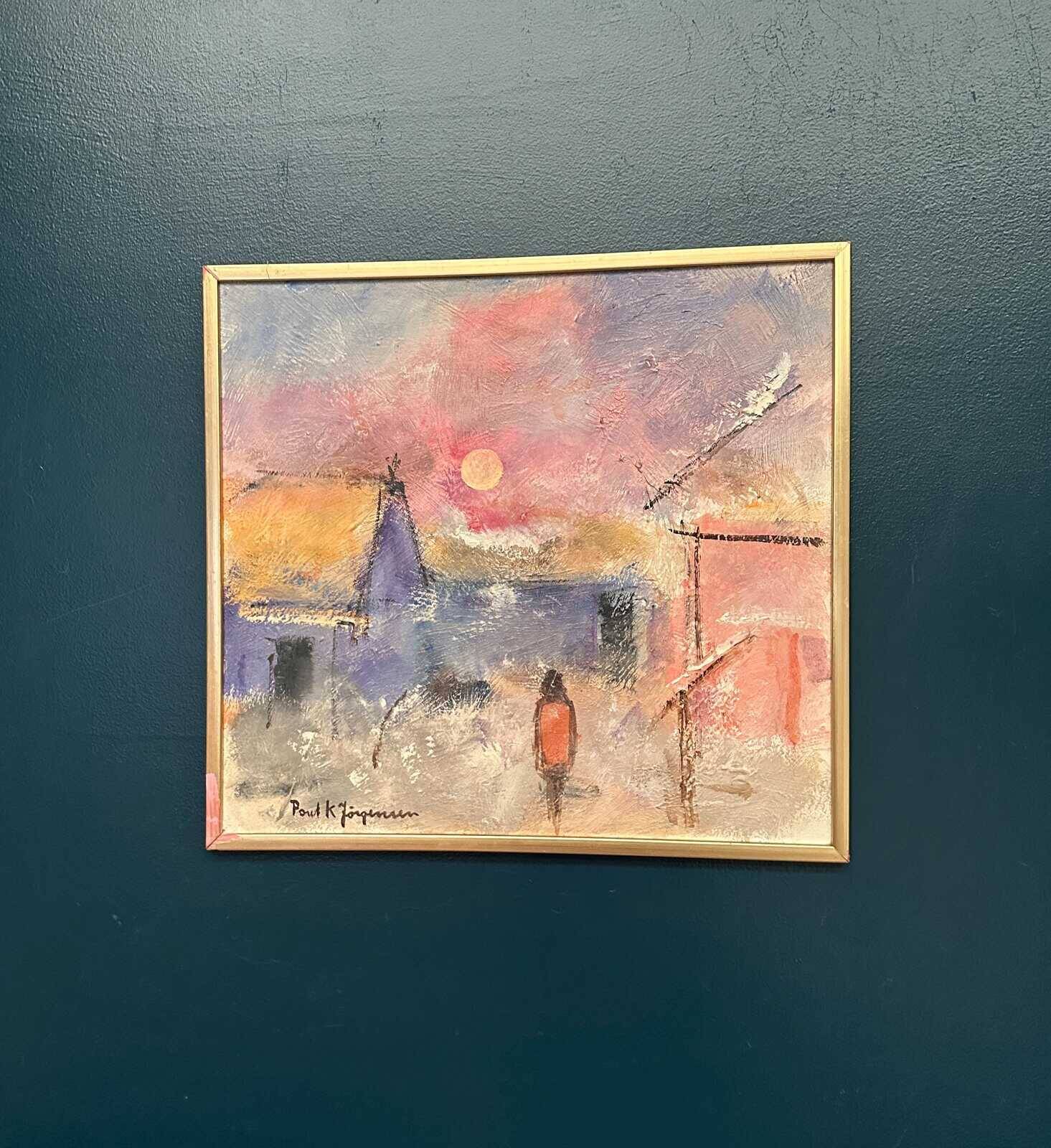 Original Swedish Oil on Panel – “Figure in Landscape” by Poul K. Jörgensen