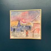 Original Swedish Oil on Panel – “Figure in Landscape” by Poul K. Jörgensen