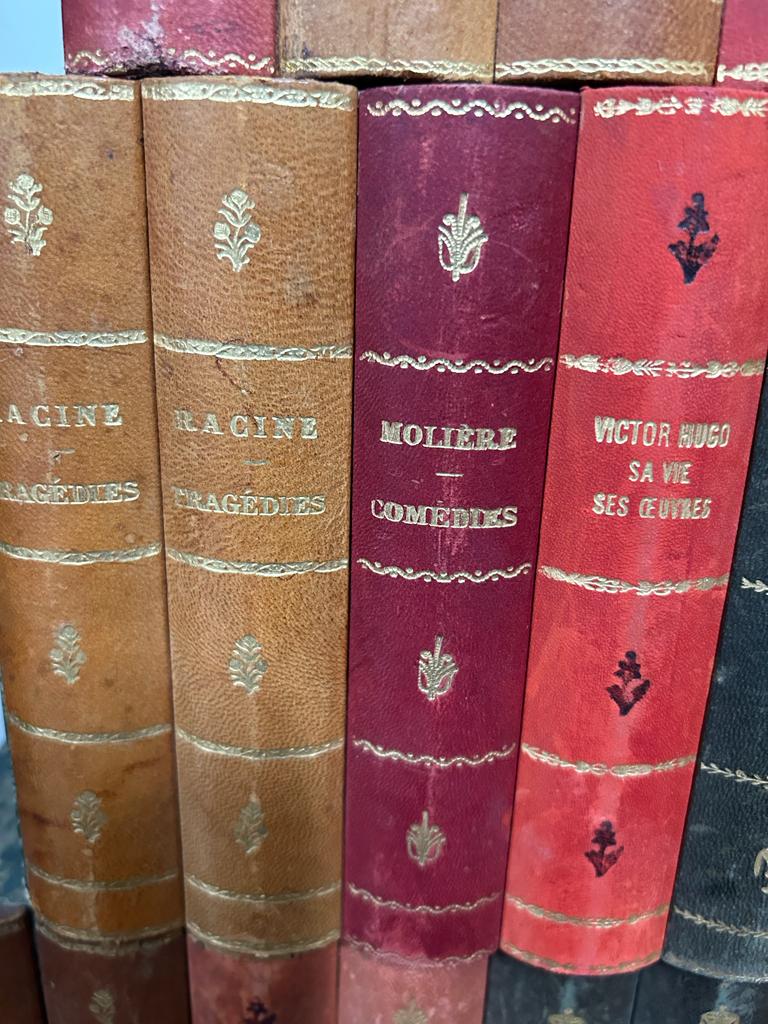 Front of fake leather books for bookcase