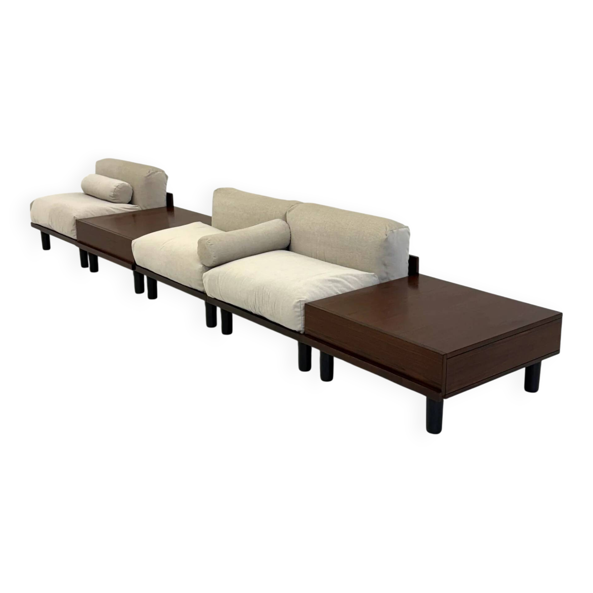 Italian modular sofa with coffee table set in Japandi style