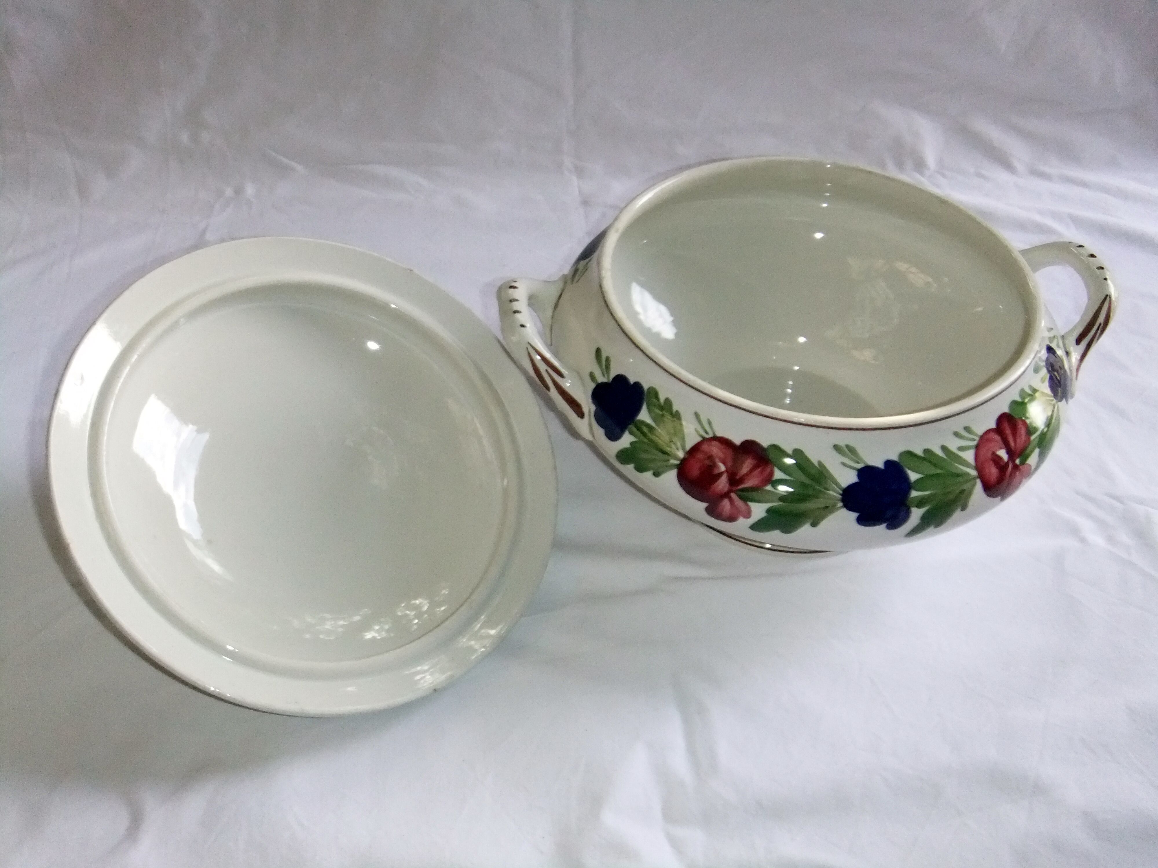 Old earthenware tureen Niderviller Moselle large format covered pot