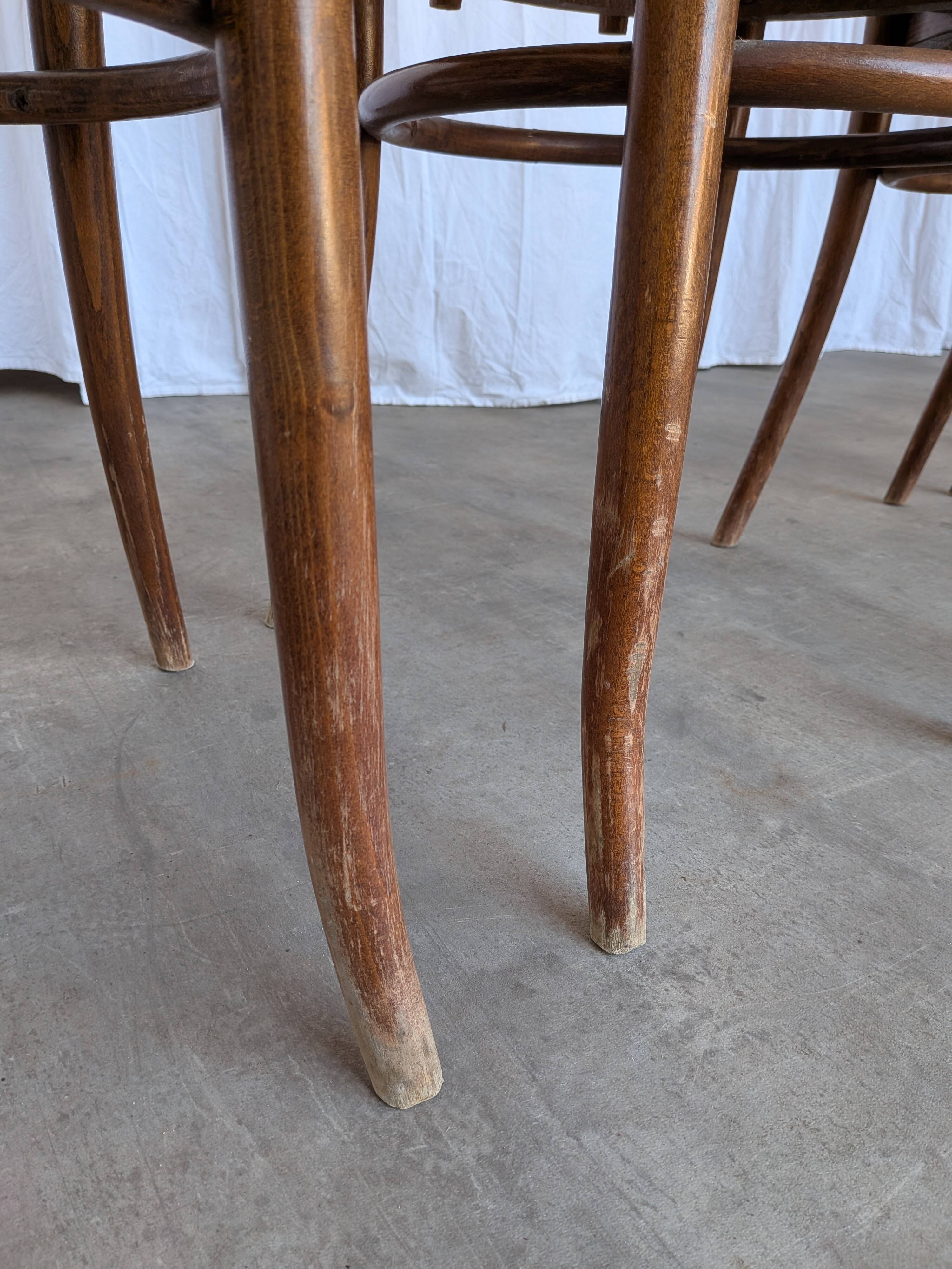 Set of 6 Bentwood Dining Chairs with Cane Seat / Bistro Thonet Style Chairs