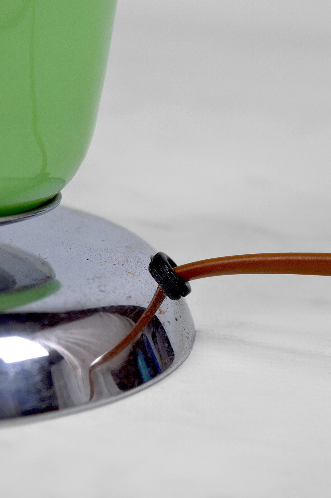 Art Deco lamp in chrome and celadon glass, France, circa 1930