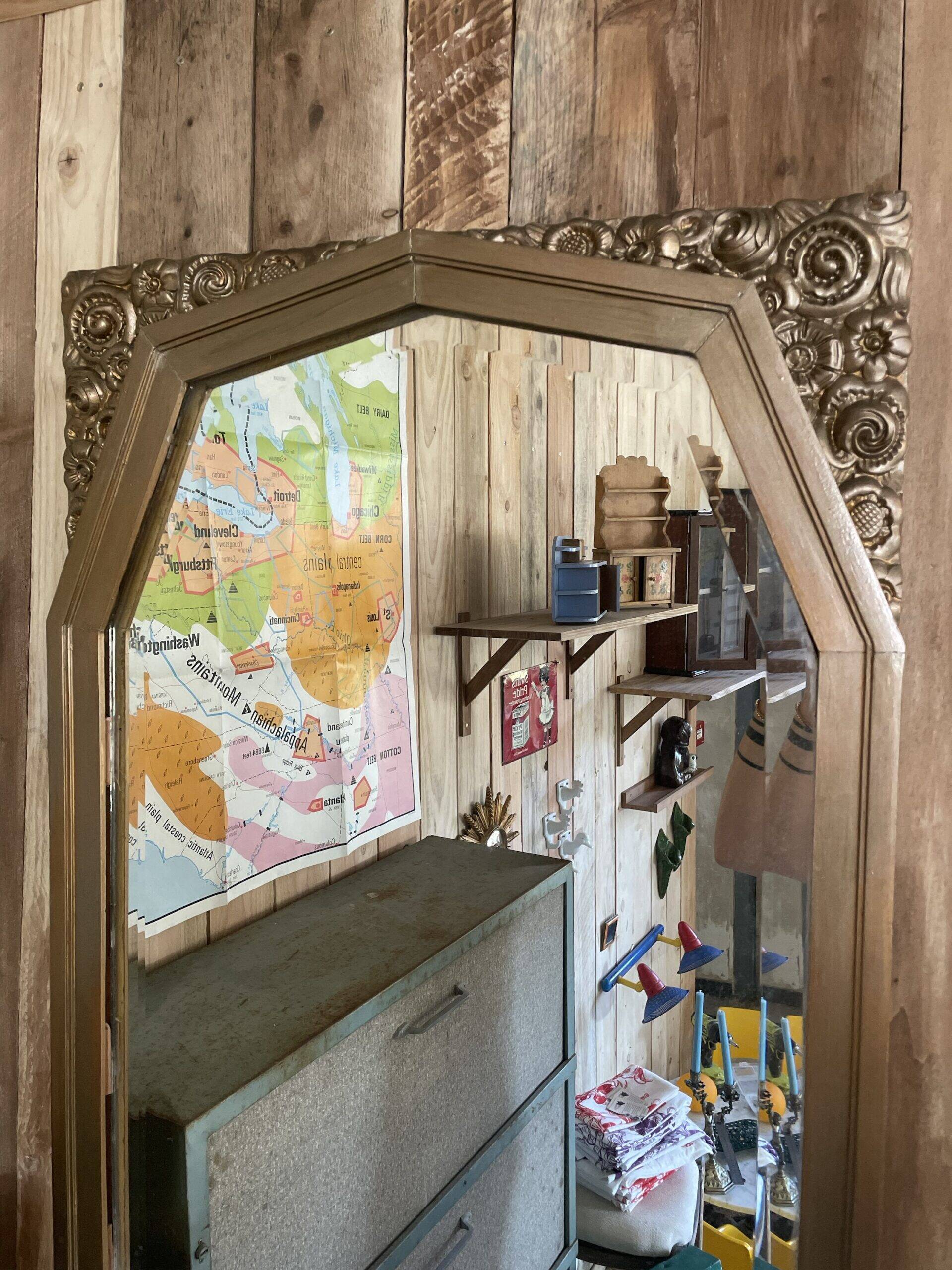 Bevelled gold mirror