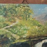 Peinture sur panneau, paysage de campagne, fin du XIXe siècle