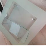 Coffee table in frosted glass and chrome metal
