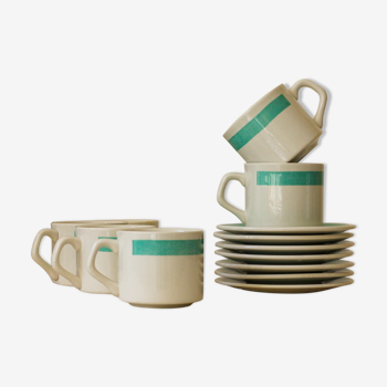 Service à café, 6 tasses et coupelles assorties, modèle Oxford 4979 Brazil