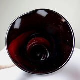 Large vintage purple art glass vase with silver glitter inclusions.