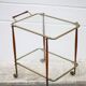 Wood and brass rolling dessert trolley, bar cart, server, trolley, 1950 Cesare Lacca for Arredoluce.
