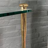 Hollywood regency gold plated & glass side table