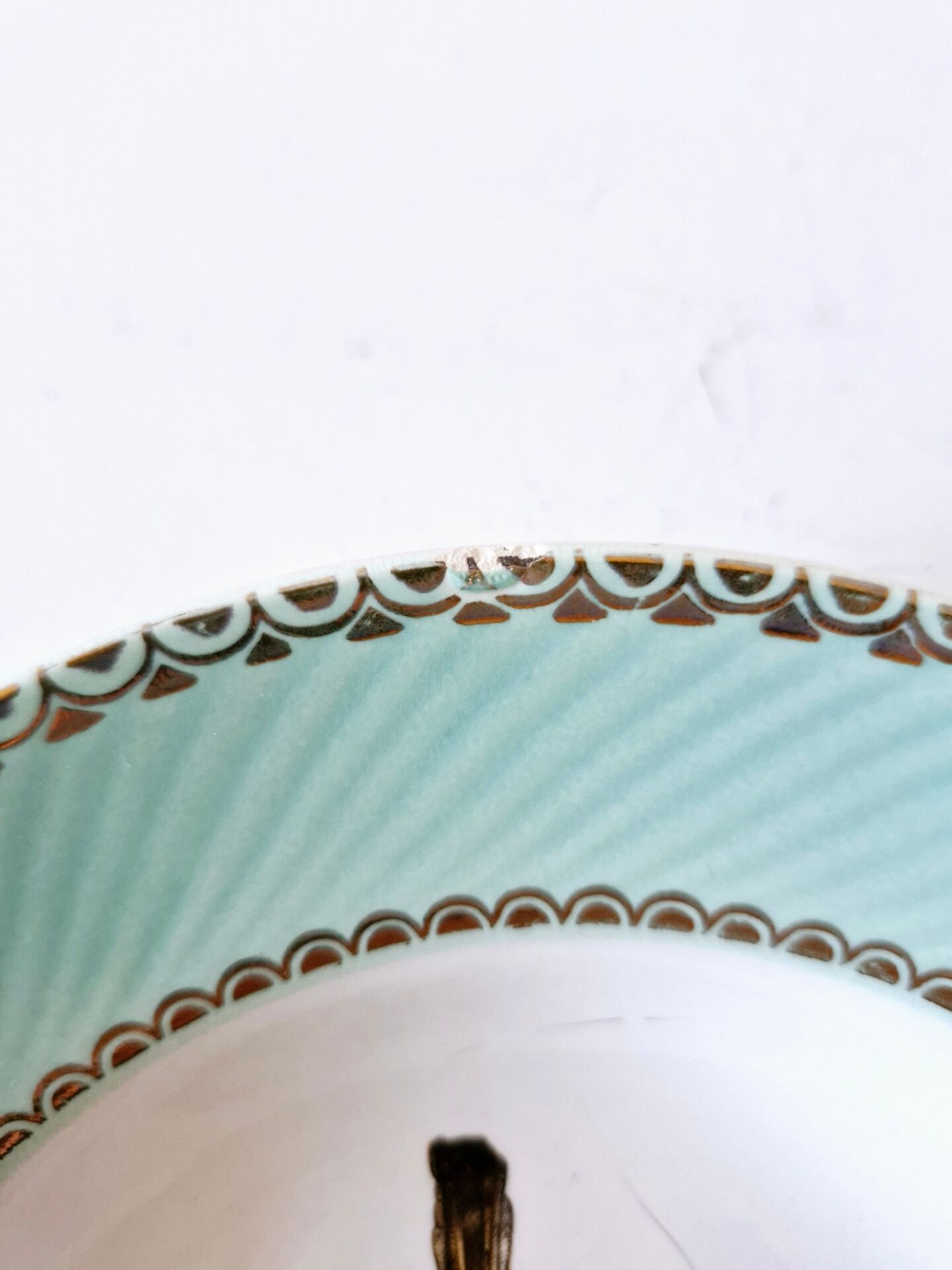 5 assiettes creuses Badonviller oiseaux liseré doré